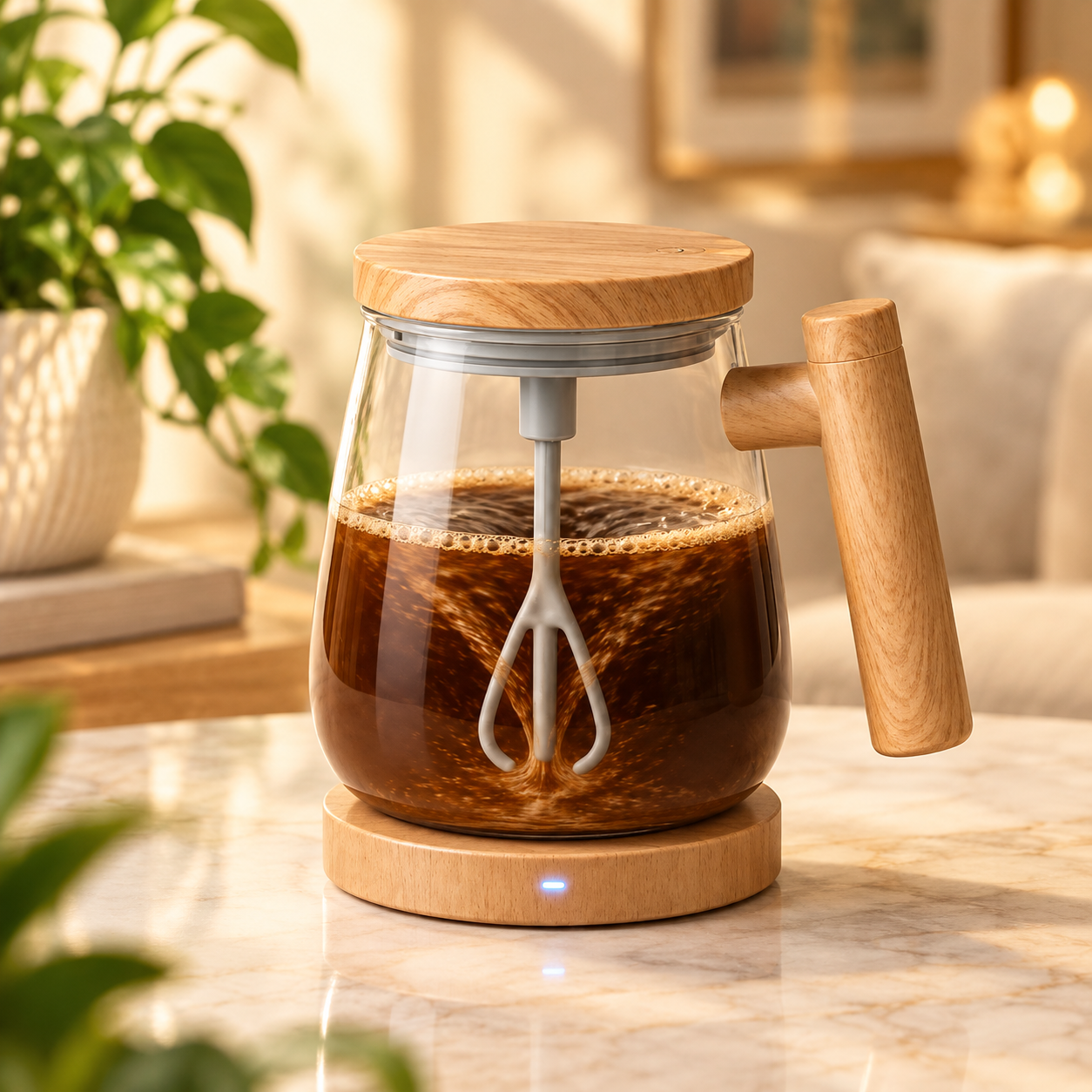 Self Stirring Glass Mug – 500 ml