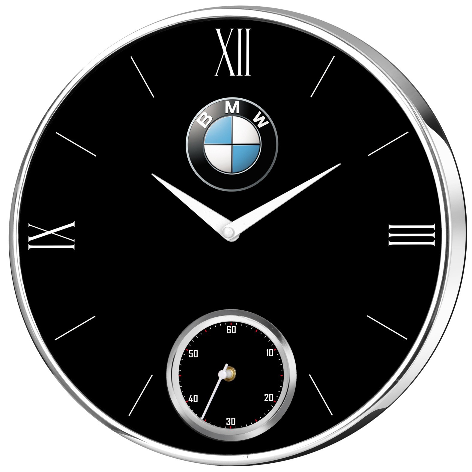 Chrome Finish Wall Clock with Chrome Ring