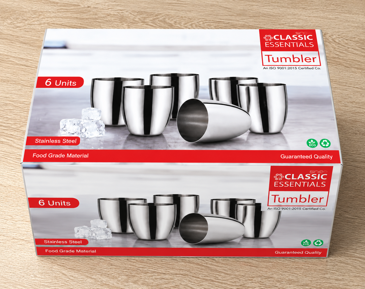 Classic Essentials Stainless Steel Glass Set of 6