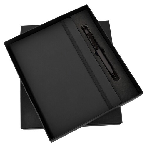 2 in 1 Pen Diary Combo Set  Black Elastic