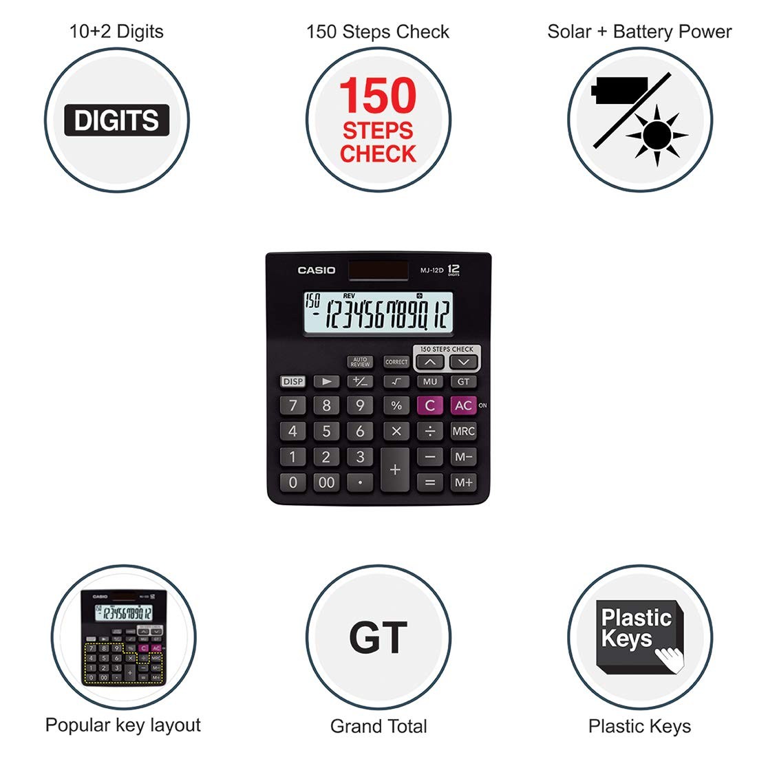 Casio MJ-12GST GST Calculator (Black)
