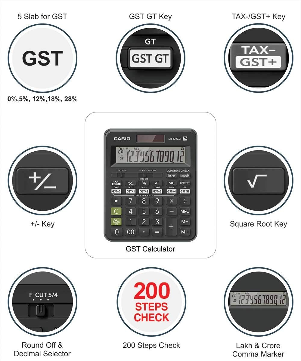 Casio MJ-120GST GST Calculator (Black)