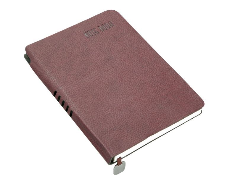 Dark Purple Leather Notebook with Metal  Bookmark