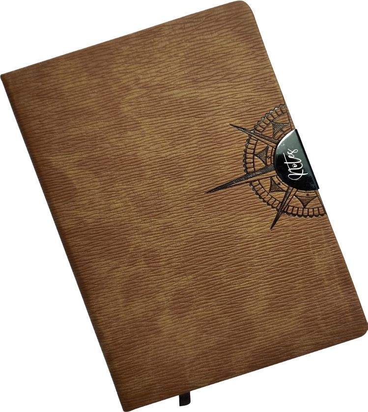 Dark Tan  Notebook with Metal Fitting on Flipping Side
