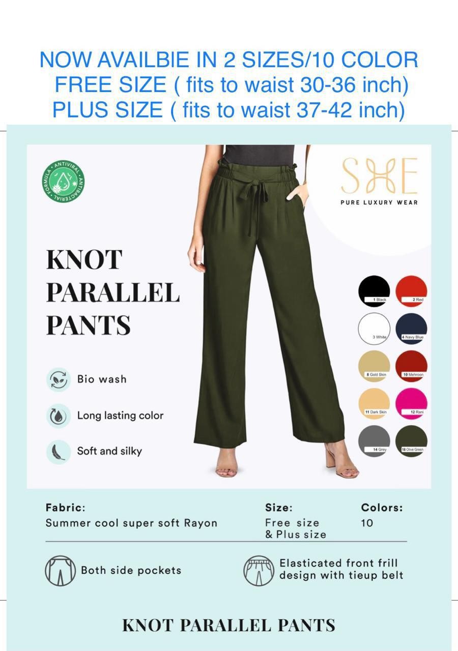 Amazon.com: AIUKE Women's Pants Shirred Knot Waist Solid Pants Women's Pants  (Color : Chocolate Brown, Size : Large) : Clothing, Shoes & Jewelry
